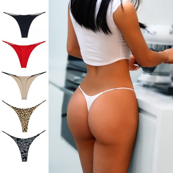 Custom Logo Wholesales Double Layer Thin Sexy Thong Low Waist Bikini Pure Cotton Tanga Women's T Back thongs and g string