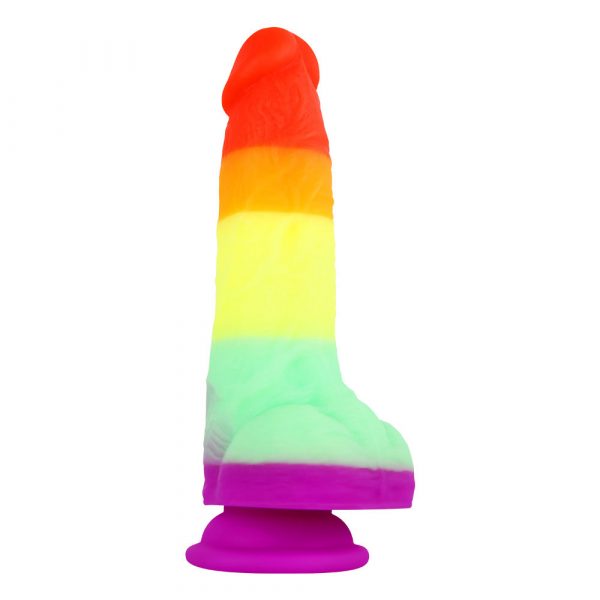 Rainbow wears penis with pointed body and thick liquid silicone colors dildos