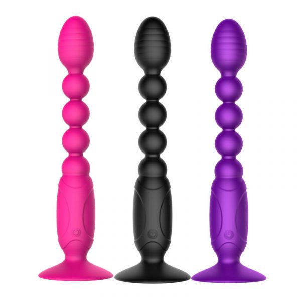 Silicone vibrating pull bead vestibule anal bead plug prostate massager