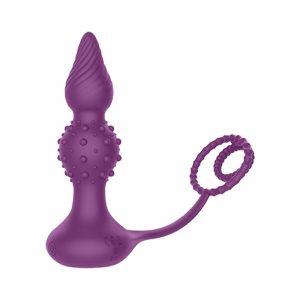 Anal plug chrysanthemum silicone vibrator remote control double locking double ring bead prostate massager